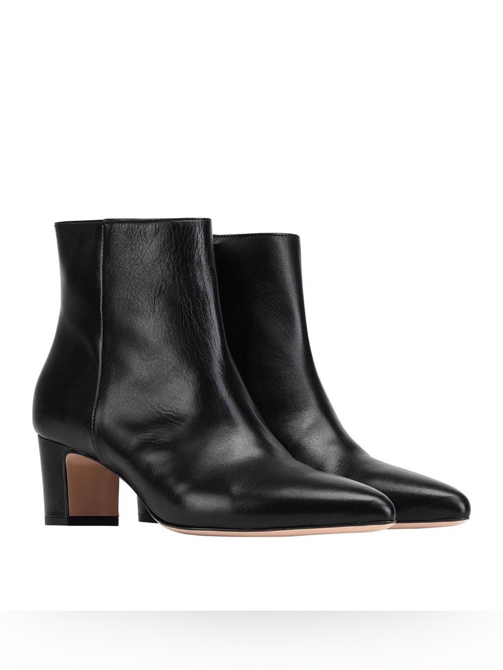 NWOT 8 by Yoox Black Leather Ankle Boots, Pointed Toe Block Heel, Size 10 New